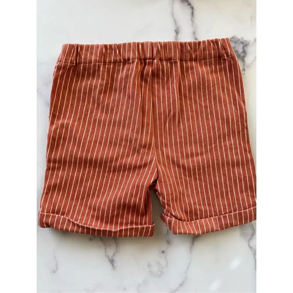 My Brother John boys size 7 burnt orange striped retro cotton Australian shorts